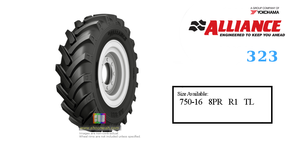 7.50-16 Alliance R1 8PR agricultural tractor 750x16 tubeless tire PATTERN 323