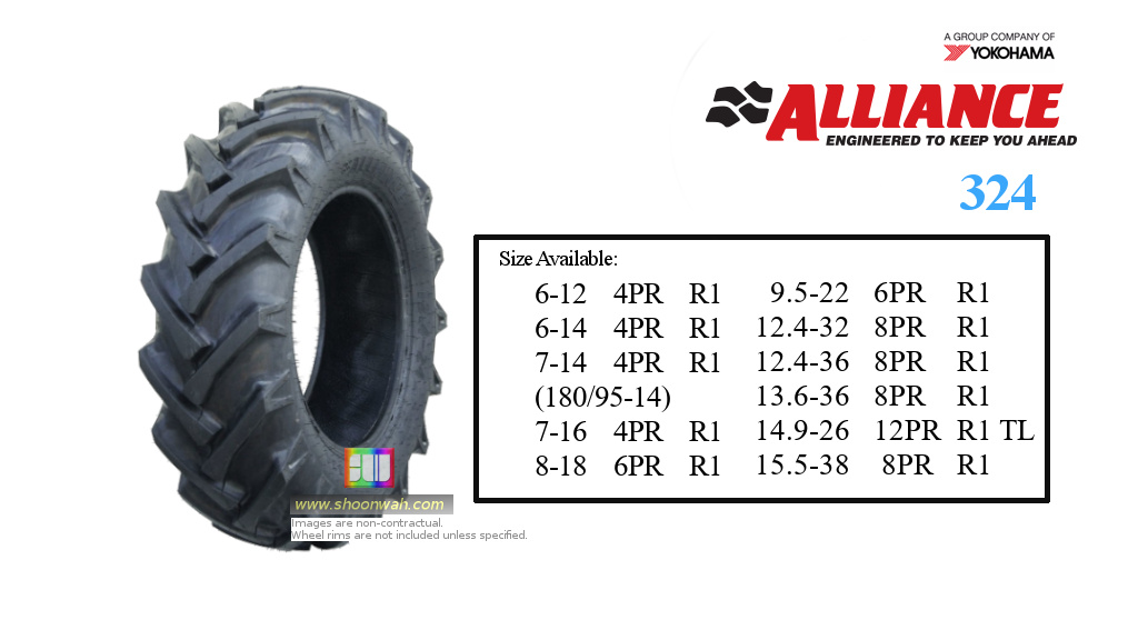 14.9-26 14.9x26 14.9R26 380/85R26 Alliance 324 R1 Rear Farm Tractor Tires, Agricultural Tires New Holland , Kubota L5030 L5040 L5060 L5240 L5460 L6060,John Deere, Massey Ferguson Tractors Tyres