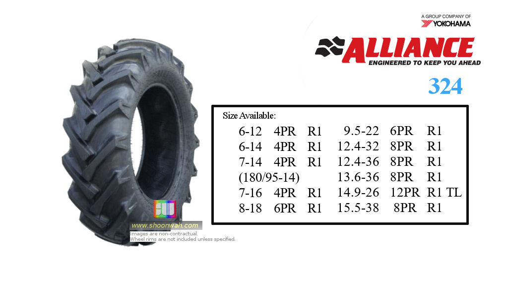 700-14 7-14 7.00-14 700x14 Alliance 324 Farm Tractor Tires, Agricultural Tires , Kubota Sub Compact Utility tractor , Small Farm Tractors Kubota,John Deere, Massey Ferguson