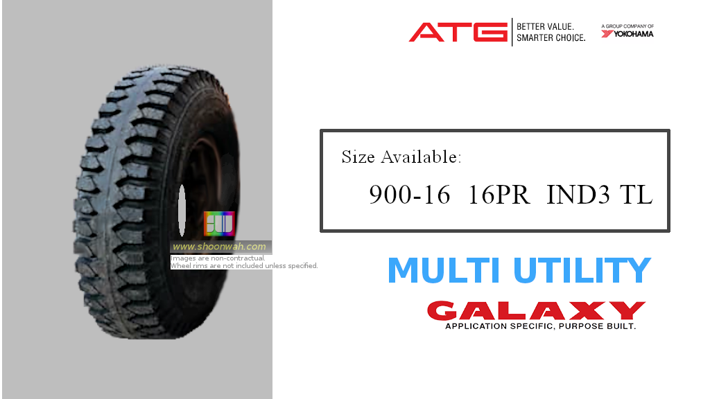 9.00-16 900-16 9.00x16 900x16 Heavy Duty 16PR MULTI UTILITY IND-3 Galaxy India Backhoe Industrial Tractor Pneumatic Tubeless tire