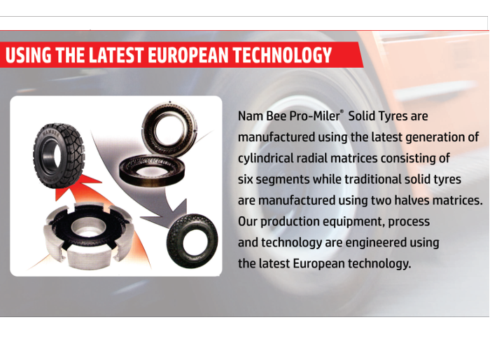 Pro-Miler solid tire manufactured with European-Technology