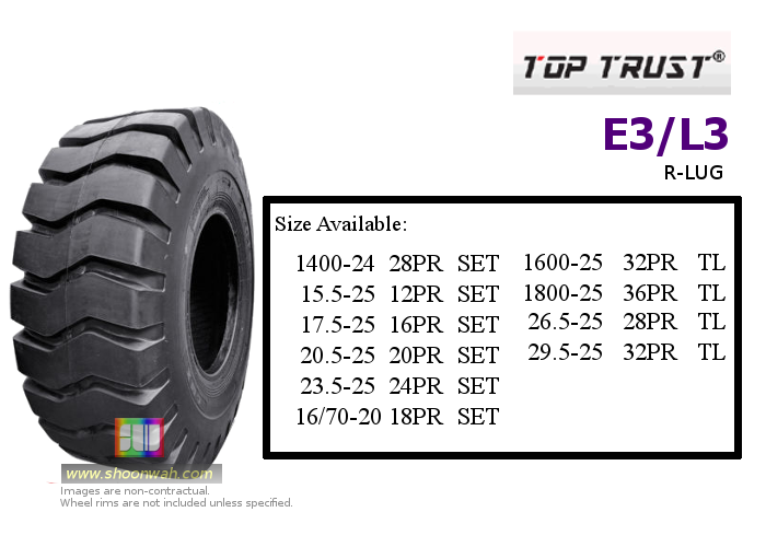 20.5-25 20PR Top Trust E3/L3 R-LUG OTR TT tractor tire available in malaysia
