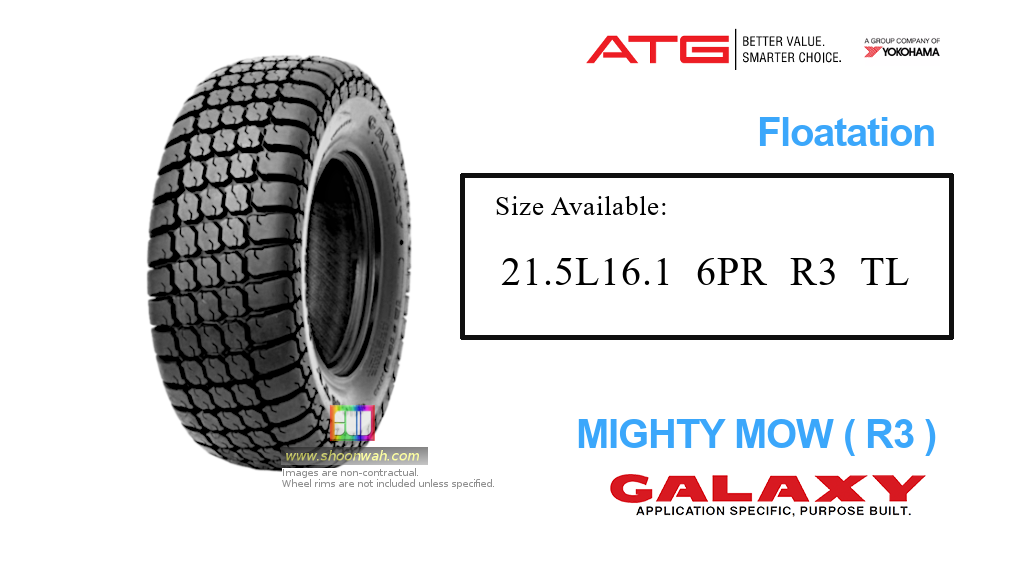 21.5L16.1 6PR Galaxy Mighty Mow R3 grass & turf lawn tires