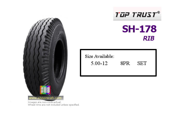 500-12 5.00-12 500x12 Top Trust SH178 RIB agriculture ag tractor tire